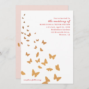 GOLDEN BUTTERFLIES WEDDING INVITATION