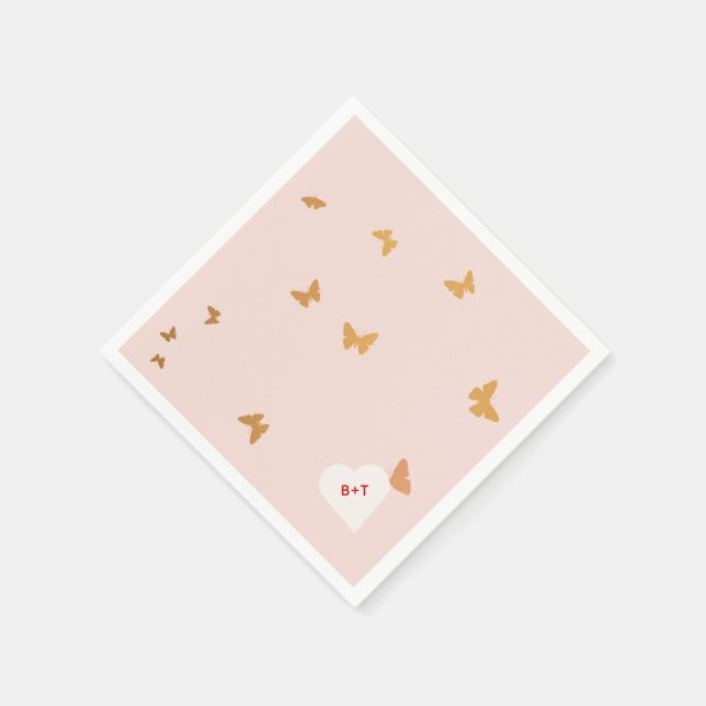 GOLDEN BUTTERFLIES WEDDING NAPKIN (Corner)