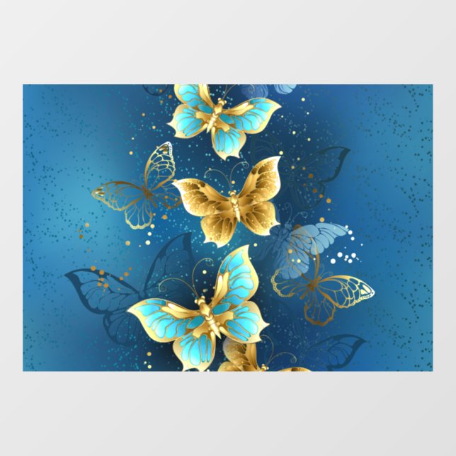 Golden butterflies window cling (Sheet)