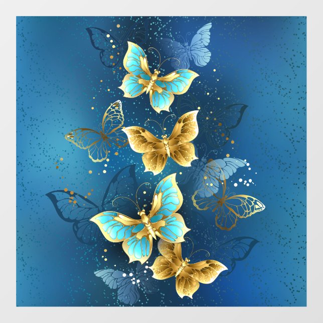 Golden butterflies window cling (Sheet)