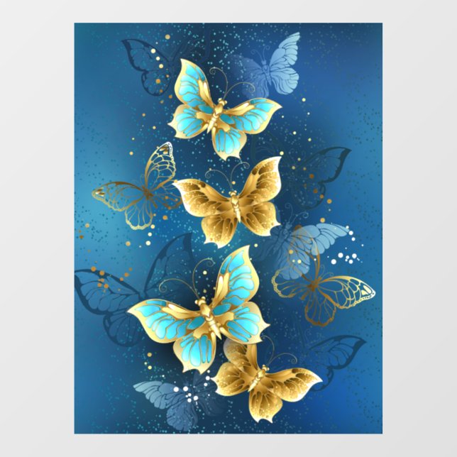 Golden butterflies window cling (Sheet)