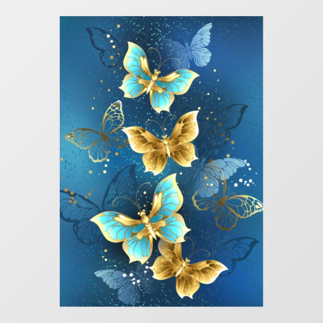Golden butterflies window cling (Sheet)