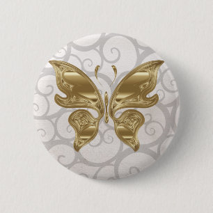 Golden butterfly 6 cm round badge