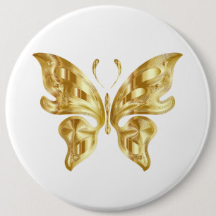 GOLDEN BUTTERFLY 6 CM ROUND BADGE