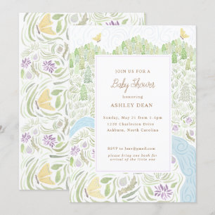 Golden Butterfly Baby Shower Invitation
