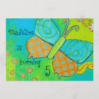 Golden Butterfly Birthday Invitation