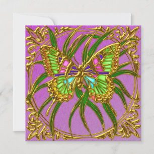 Golden Butterfly Birthday Party Invitations