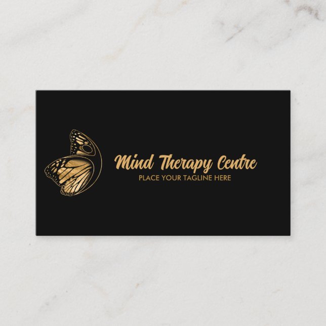 Golden Butterfly Body silhouette Business Card (Front)
