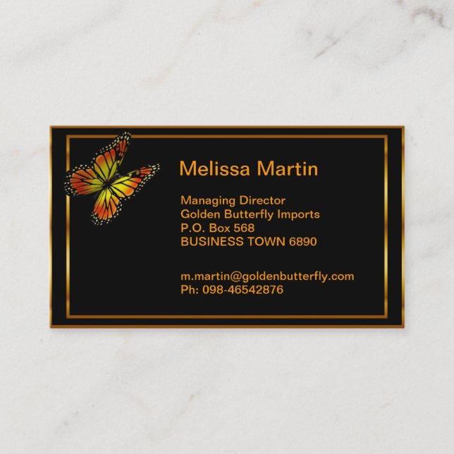 Golden Butterfly Business Card (Front)