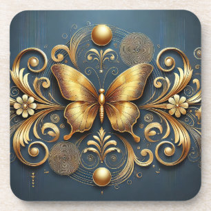 Golden Butterfly Design Coaster