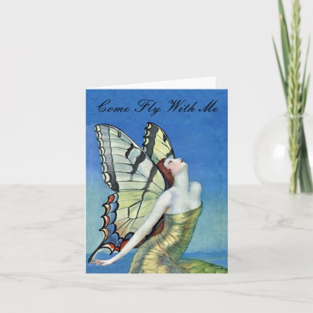 Golden Butterfly Fairy Note Card (Front)