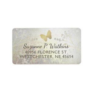 Golden Butterfly Floral Custom Address Label