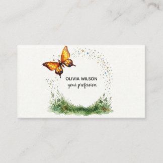 Golden Butterfly in a Magical Meadow Business Card