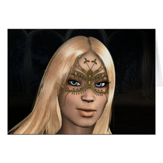 Golden Butterfly Masked Fairy Fantasy Blank Cards