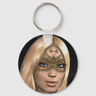 Golden Butterfly Masked Fairy Fantasy Keychain