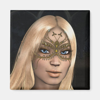 Golden Butterfly Masked Fairy Fantasy Magnet