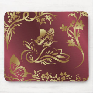 Golden butterfly mouse mat