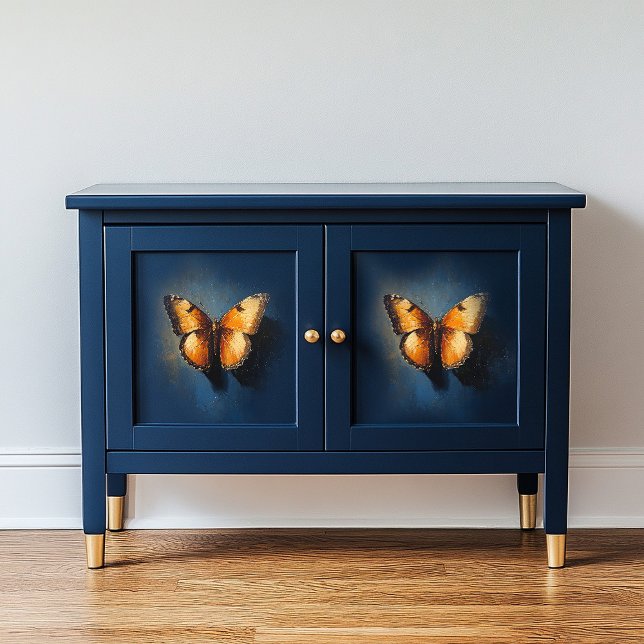 Golden Butterfly On Dark Blue X3 Decoupage Tissue Paper (Creator Uploaded)