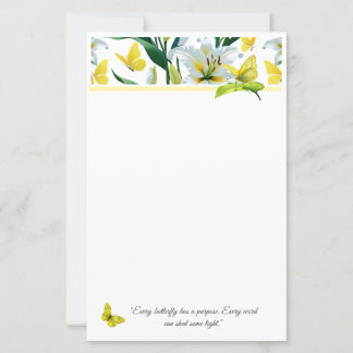 Golden Butterfly on Lilies – Vivid Stationery