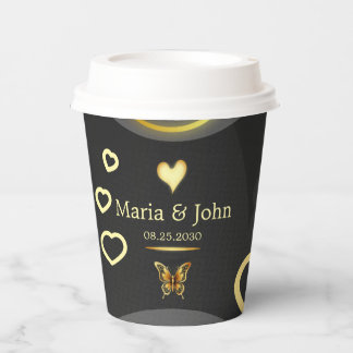 Golden butterfly Paper Plates Paper Cups