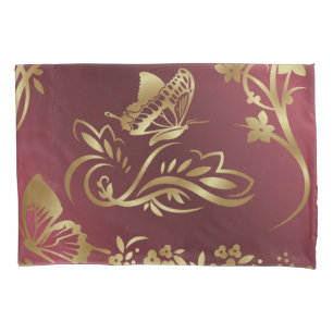 Golden butterfly pillowcase