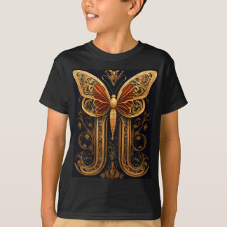 Golden Butterfly Printed T-Shirt - Elegant and Vib