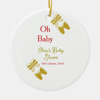 Golden butterfly red baby shower oh baby modern