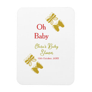 Golden butterfly red baby shower oh baby modern magnet