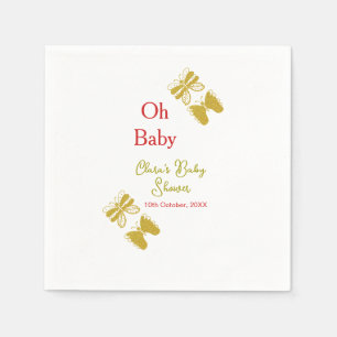 Golden butterfly red baby shower oh baby modern napkin