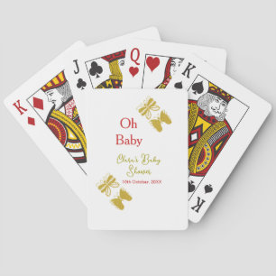 Golden butterfly red baby shower oh baby modern playing cards