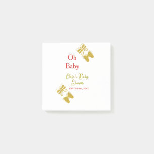 Golden butterfly red baby shower oh baby modern post-it notes