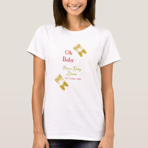 Golden butterfly red baby shower oh baby modern T-Shirt