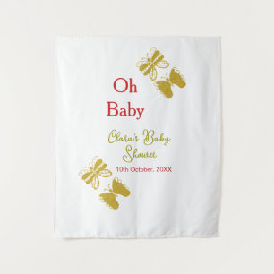 Golden butterfly red baby shower oh baby modern tapestry