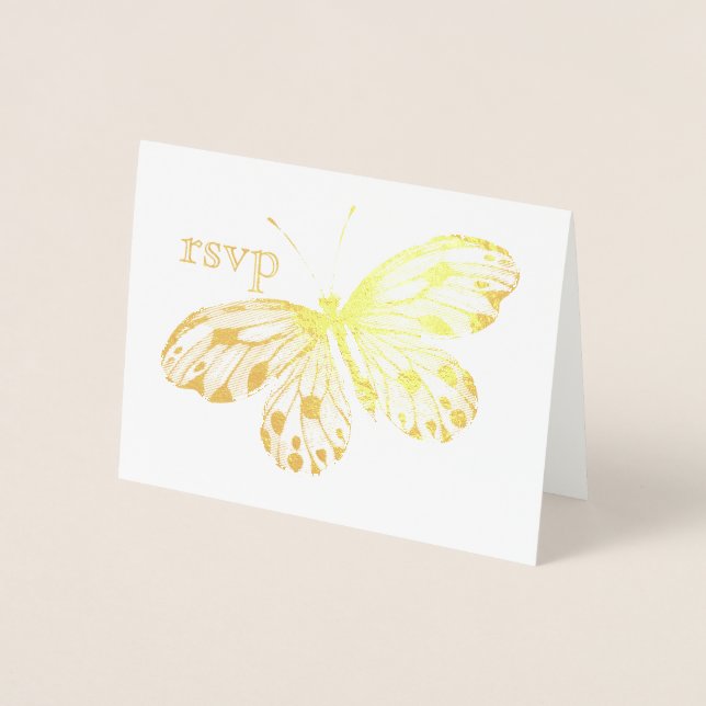 Golden Butterfly RSVP Foil Card (Front)