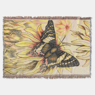 Golden Butterfly Throw Blanket