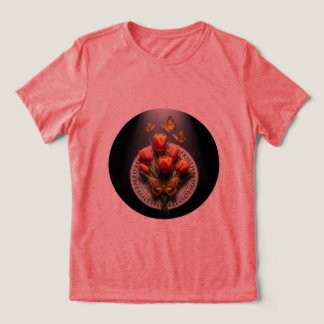 Golden Butterfly Tulip T-Shirt 🌷🦋 Tri-Blend Shirt
