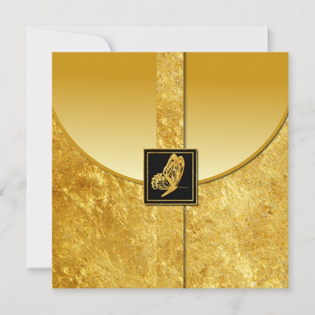 Golden Butterfly Whimsey Wedding Invitations (Front)