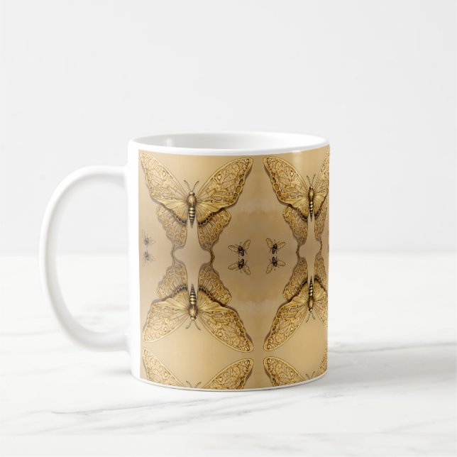 Golden Butterfly Wildlife Lovers Coffee Mug (Left)