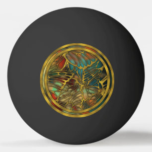 Golden Butterfly Wing Pattern Ping Pong Ball