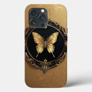 Golden Butterfly within Ornate Framed Design iPhone 13 Pro Case