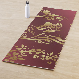 Golden butterfly yoga mat