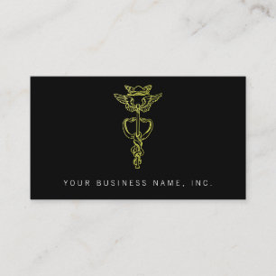 Golden Caduceus Business Card