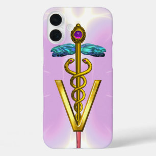 GOLDEN CADUCEUS VETERINARY SYMBOL Light Pink Lilac iPhone 16 Plus Case