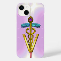 GOLDEN CADUCEUS VETERINARY SYMBOL Light Pink Lilac