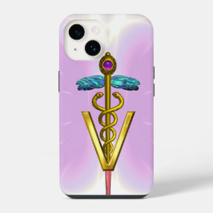 GOLDEN CADUCEUS VETERINARY SYMBOL Light Pink Lilac iPhone 14 Case