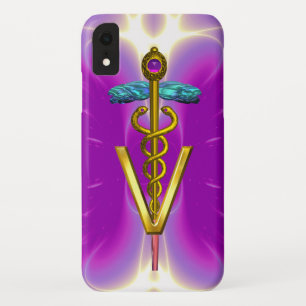 GOLDEN CADUCEUS VETERINARY SYMBOL / Pink Fuchsia iPhone XR Case