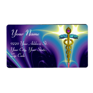 GOLDEN CADUCEUS, vibrant amethyst,aqua blue,purple