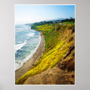Golden California Coastline – Ocean Cliff Print