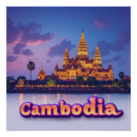 Golden Cambodian Temple At Dusk