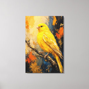 Golden Canary Luxury Impasto Canvas Print